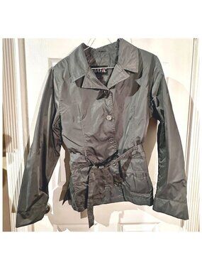 Static Jacket Windbreaker Lightweight Gray with Belt Women's Size M